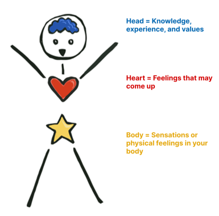 The head, heart and body each have a part in our decision making.