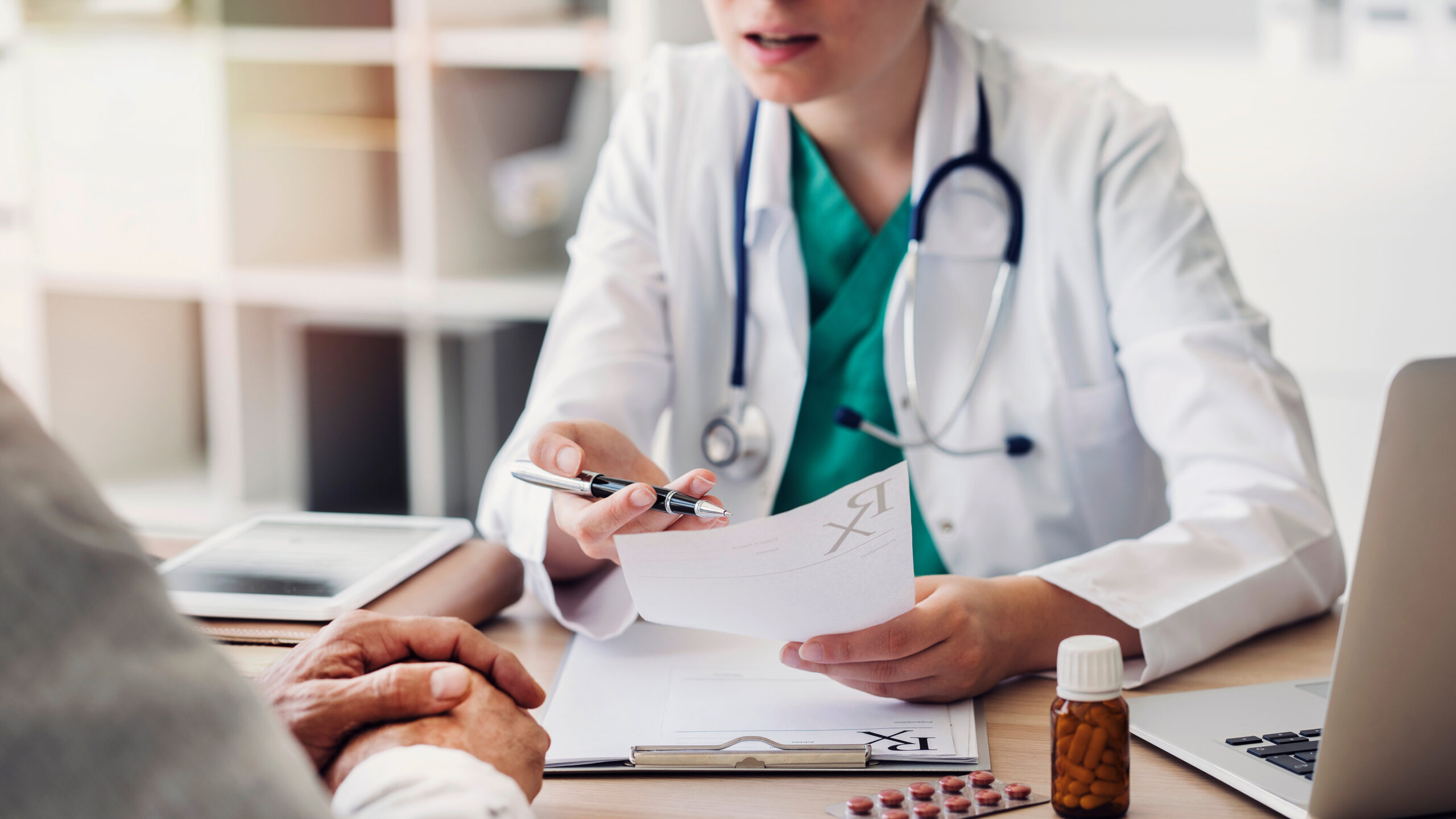 A doctor having a conversation with a patient